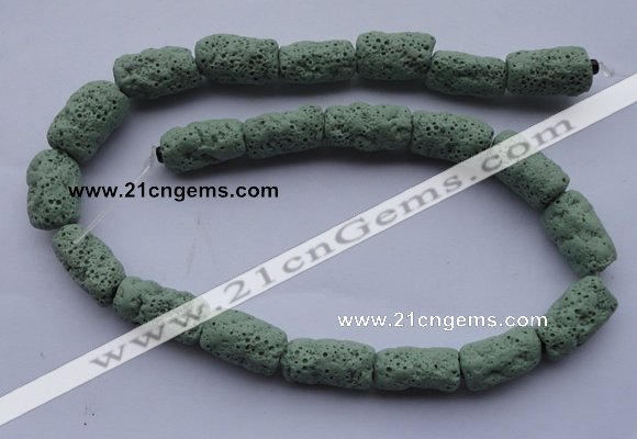 CLV27 15.5 inches 10*18mm column shape green natural lava beads wholesale