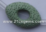 CLV28 16.5 inches 20*32mm oval green natural lava beads wholesale