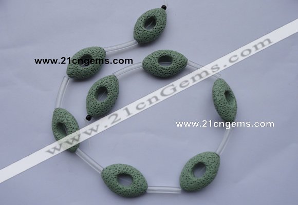CLV28 16.5 inches 20*32mm oval green natural lava beads wholesale