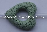 CLV29 15.5 inches 27*29mm heart green natural lava beads wholesale