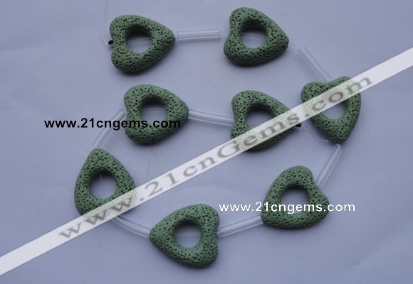 CLV29 15.5 inches 27*29mm heart green natural lava beads wholesale