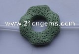 CLV30 15.5 inches 32*32mm octagon green natural lava beads wholesale