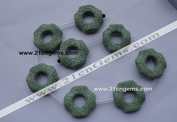 CLV30 15.5 inches 32*32mm octagon green natural lava beads wholesale