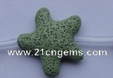 CLV33 16 inches 11*38mm star green natural lava beads wholesale