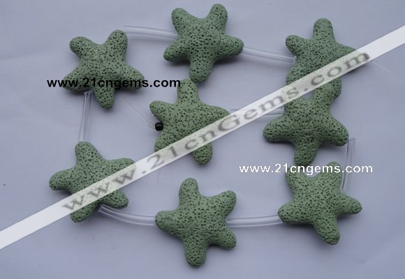 CLV33 16 inches 11*38mm star green natural lava beads wholesale