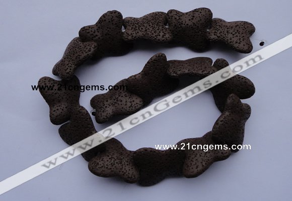 CLV34 15 inches 26*28mm butterfly-shaped chocolate natural lava beads
