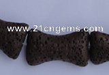 CLV35 15.5 inches 12*20mm pillow-shaped chocolate natural lava beads