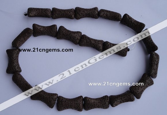 CLV35 15.5 inches 12*20mm pillow-shaped chocolate natural lava beads