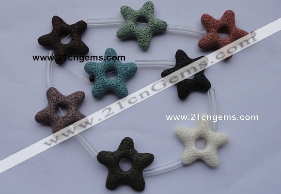 CLV36 16 inches 8*33mm star multicolor natural lava beads wholesale