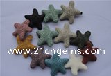 CLV37 14 inches 10*36mm star multicolor natural lava beads wholesale