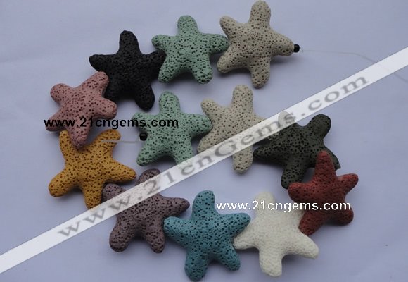 CLV37 14 inches 10*36mm star multicolor natural lava beads wholesale