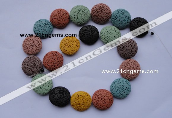 CLV39 15 inches 7*20mm flat round multicolor natural lava beads wholesale