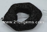 CLV44 15.5 inches 26*33mm hexagon black natural lava beads wholesale