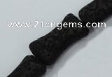 CLV45 15.5 inches 12*20mm pillow-shaped black natural lava beads