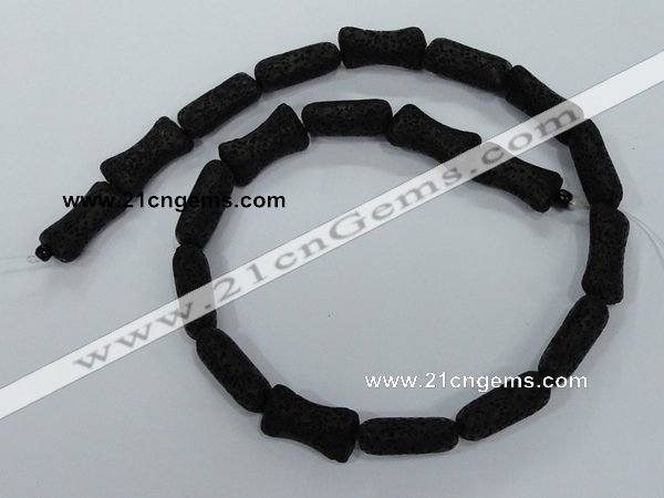 CLV45 15.5 inches 12*20mm pillow-shaped black natural lava beads