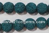 CLV454 15.5 inches 12mm round dyed blue lava beads wholesale