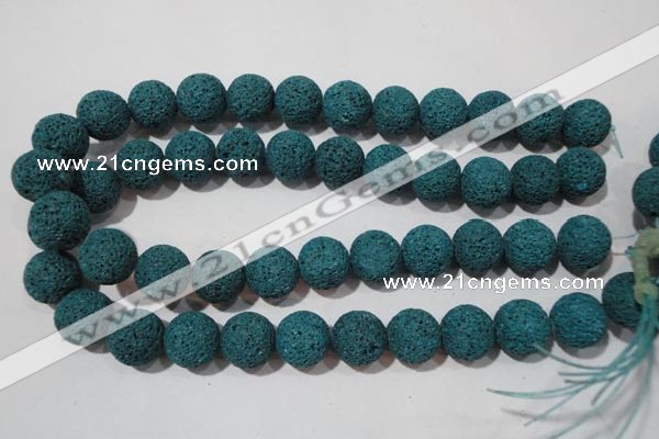 CLV455 15.5 inches 14mm round dyed blue lava beads wholesale