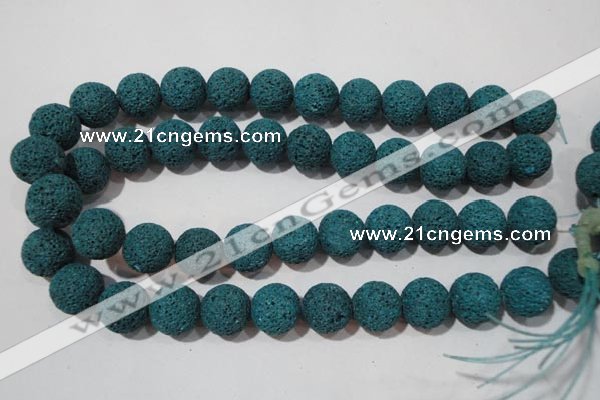 CLV456 15.5 inches 16mm round dyed blue lava beads wholesale