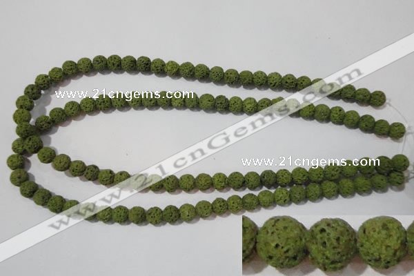 CLV460 15.5 inches 8mm round dyed green lava beads wholesale