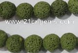 CLV462 15.5 inches 12mm round dyed green lava beads wholesale