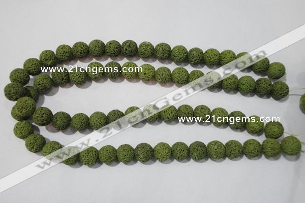 CLV462 15.5 inches 12mm round dyed green lava beads wholesale