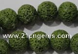 CLV463 15.5 inches 14mm round dyed green lava beads wholesale