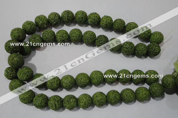 CLV463 15.5 inches 14mm round dyed green lava beads wholesale