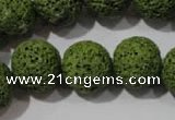 CLV464 15.5 inches 16mm round dyed green lava beads wholesale