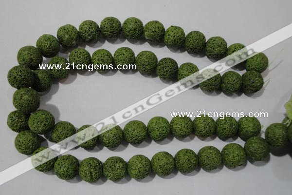 CLV464 15.5 inches 16mm round dyed green lava beads wholesale