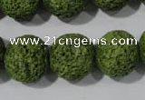 CLV465 15.5 inches 18mm round dyed green lava beads wholesale