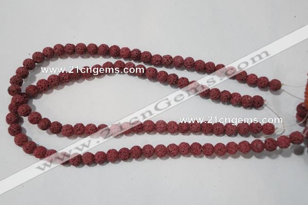 CLV468 15.5 inches 8mm round dyed red lava beads wholesale