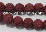 CLV469 15.5 inches 10mm round dyed red lava beads wholesale