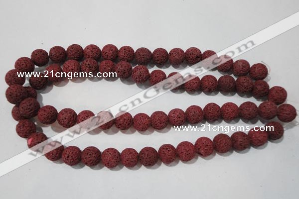 CLV469 15.5 inches 10mm round dyed red lava beads wholesale