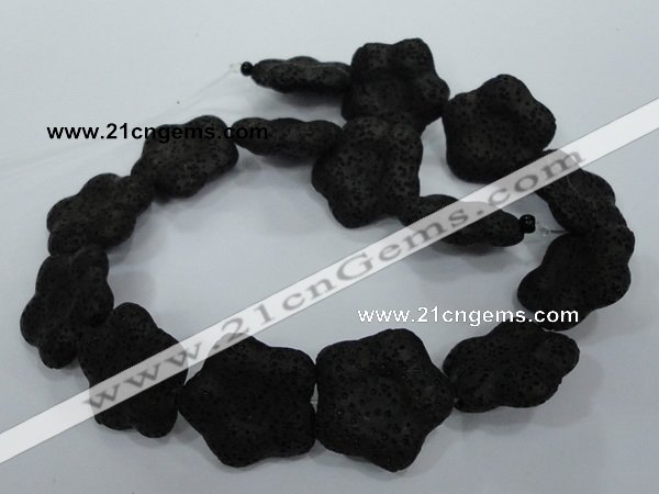 CLV47 15 inches 8*26mm star black natural lava beads wholesale