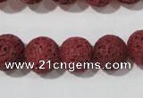 CLV470 15.5 inches 12mm round dyed red lava beads wholesale