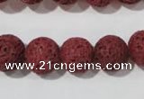 CLV470 15.5 inches 12mm round dyed red lava beads wholesale