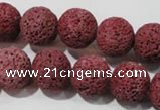 CLV471 15.5 inches 14mm round dyed red lava beads wholesale