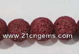 CLV473 15.5 inches 18mm round dyed red lava beads wholesale