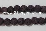 CLV476 15.5 inches 8mm round dyed purple lava beads wholesale