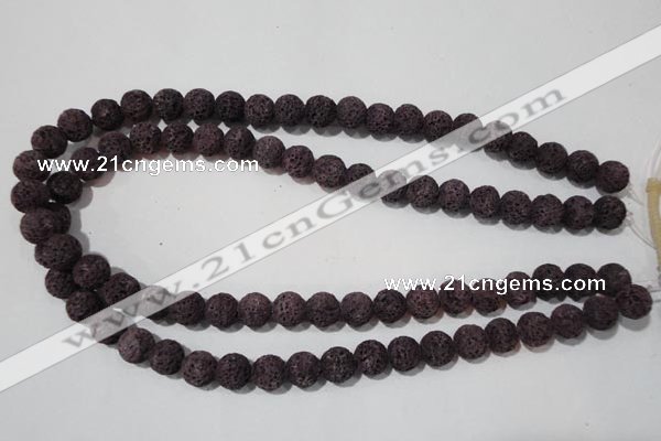 CLV477 15.5 inches 10mm round dyed purple lava beads wholesale