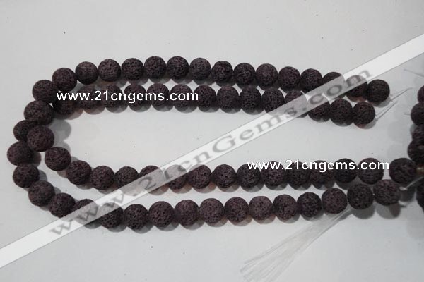 CLV478 15.5 inches 12mm round dyed purple lava beads wholesale