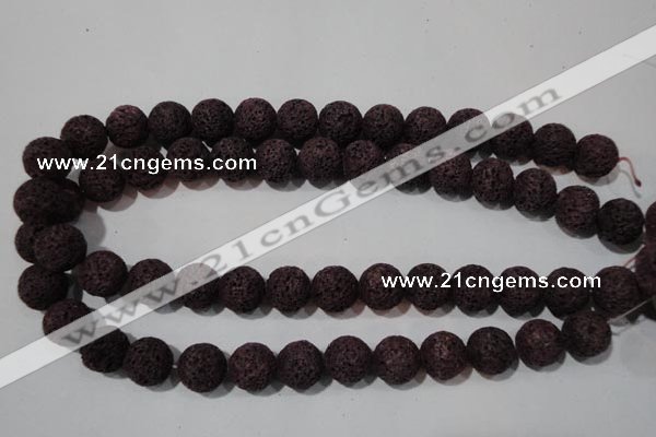 CLV479 15.5 inches 14mm round dyed purple lava beads wholesale