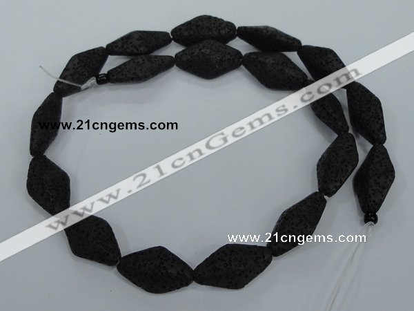 CLV48 15 inches 13*23mm rhombus black natural lava beads wholesale