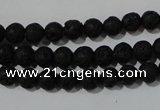 CLV483 15.5 inches 6mm round black lava beads wholesale