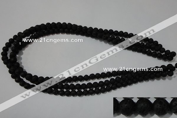 CLV483 15.5 inches 6mm round black lava beads wholesale