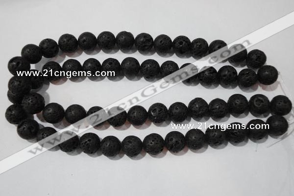 CLV487 15.5 inches 14mm round black lava beads wholesale