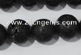 CLV488 15.5 inches 16mm round black lava beads wholesale