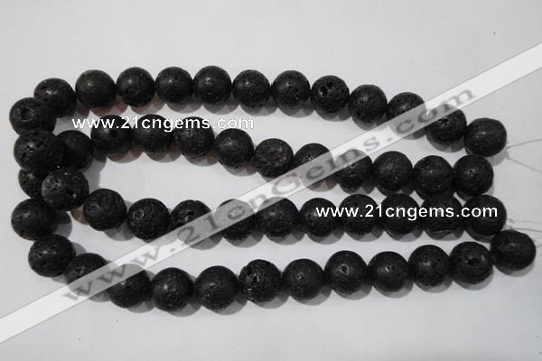 CLV488 15.5 inches 16mm round black lava beads wholesale