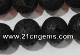 CLV489 15.5 inches 18mm round black lava beads wholesale