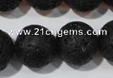 CLV490 15.5 inches 20mm round black lava beads wholesale